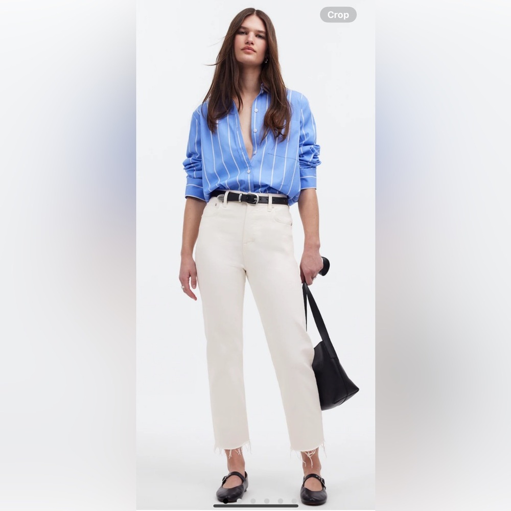 NWT Madewell size 26 90’s straight crop jeans in tile white